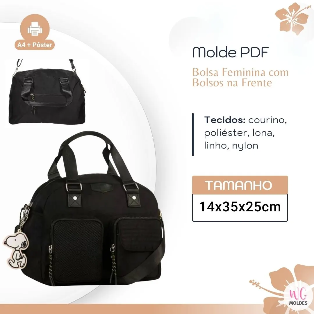 MOLDE BOLSA FEMININA COM BOLSOS NA FRENTE