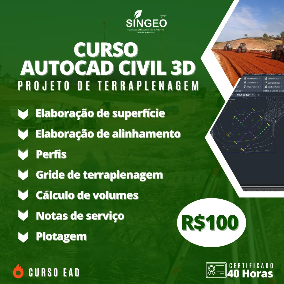 CURSO DE AUTO CAD CIVIL 3D - PROJETO DE TERRAPLENAGEM