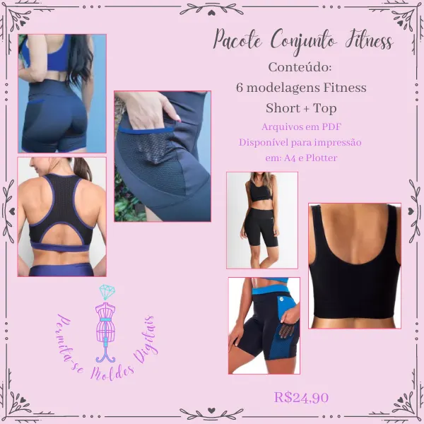 Molde Kit Conjunto Fitness Short + Top.