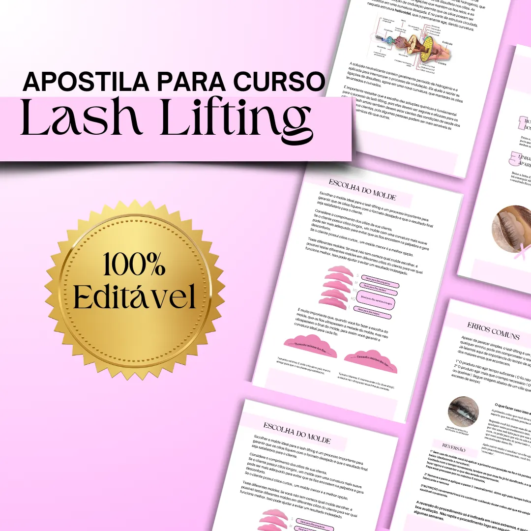 Apostila para curso de Lash Lifting- 100% editável