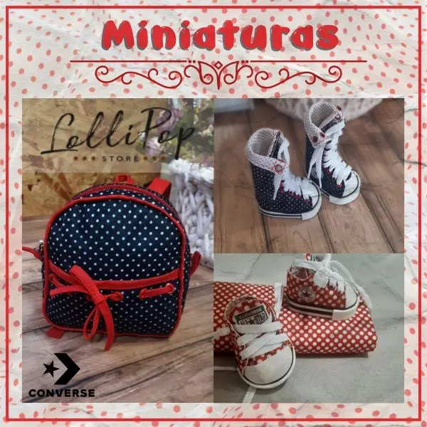 Miniaturas Curso Digital Tênis e Mochilas para bonecas de pano