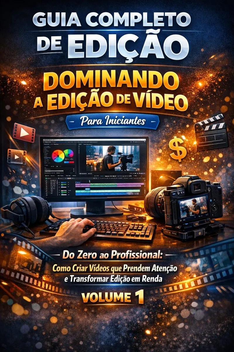 GUIA COMPLETO DE EDIÇÃO DOMINANDO A EDIÇÃO DE VÍDEO Para Iniciantes Do Zero ao Profissional: Como Criar Vídeos que Prendem Atenção e Transformar Edição em Renda VOLUME 1