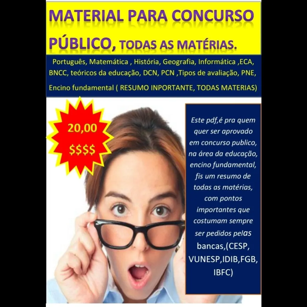 CONCURSO PÚBLICO PARA PROFESSOR NÍVEL MÉDIO, TODAS AS MATERIAS.