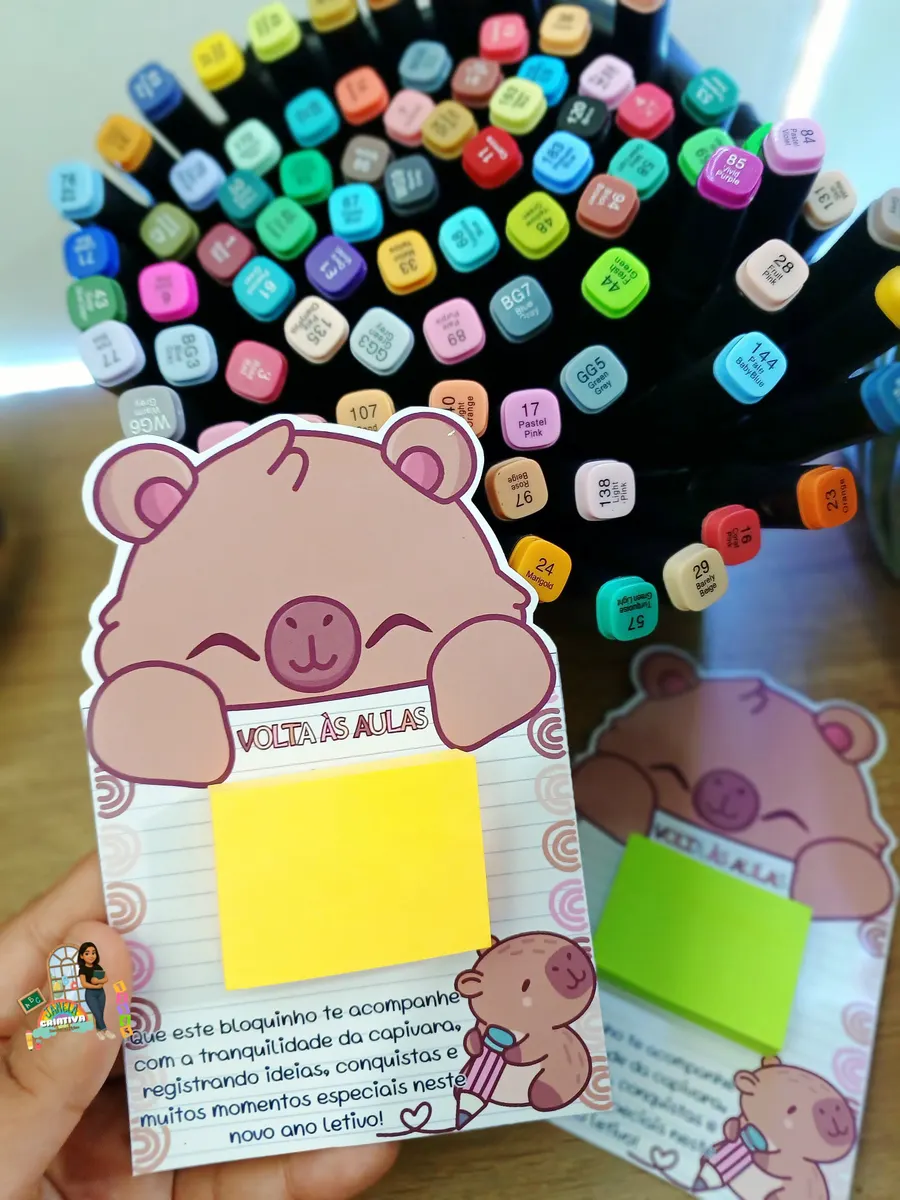 🌟 Cartão Capivara Fofa – Volta às Aulas 🌟