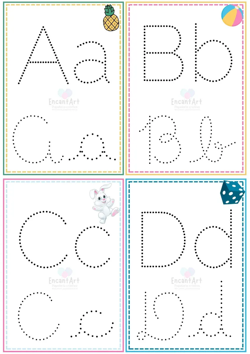 Alfabeto Pontilhado - 4 Fontes Diferentes!