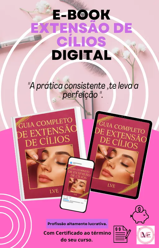 E-book Extensão de Cílios +Certificação e Treino.