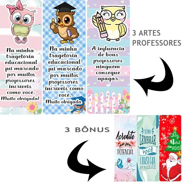 Arte para marca pagina dia dos professores + 3 artes bônus
