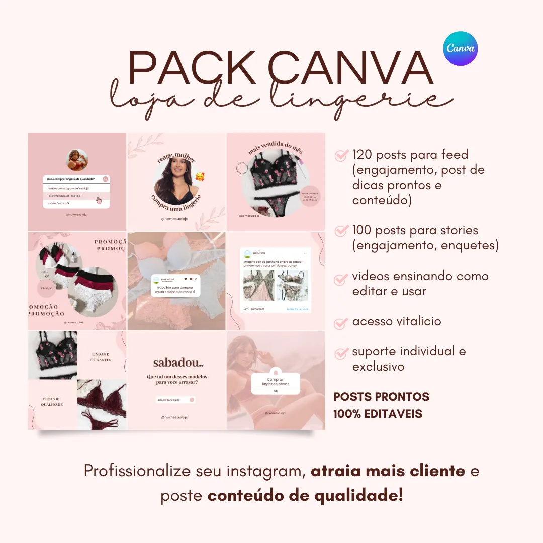 Pack Posts Prontos Loja de Lingerie