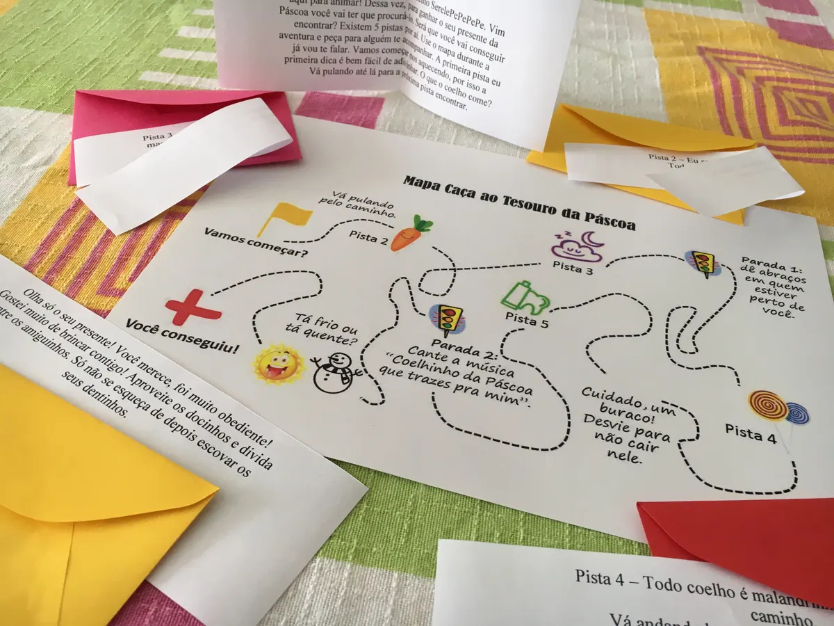 Caça ao Tesouro da Páscoa - Kit Interativo para Crianças, Pais e Avós