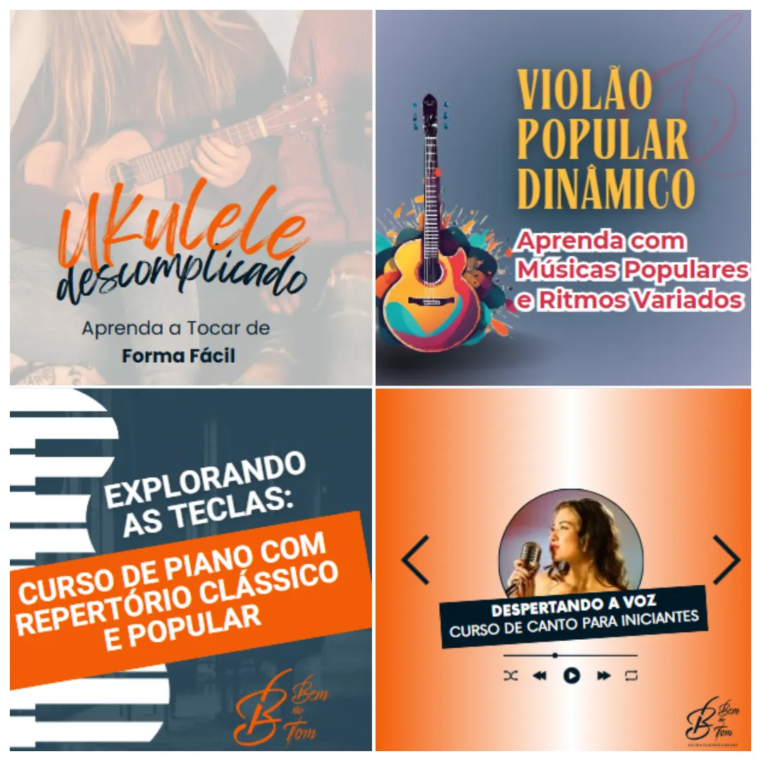 Combo Musical: Violão, Piano, Ukulele e Canto PT