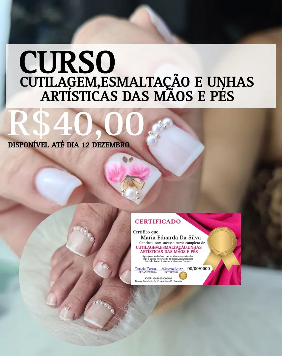 Curso Cutilagem,esmaltação,unhas artísticas DANIELE TEMER