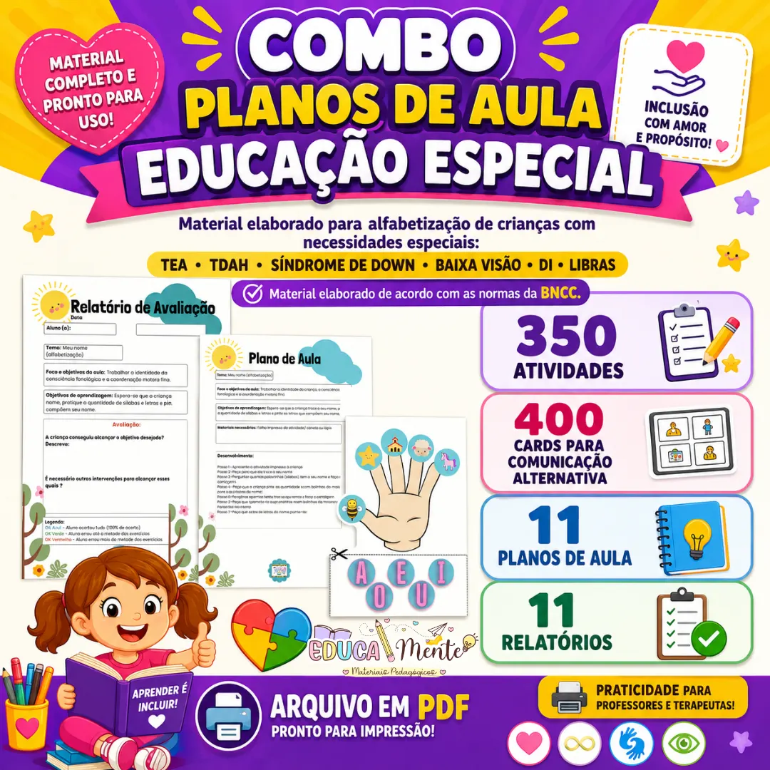 COMBO COM PLANO DE AULA EDUCAÇÃO ESPECIAL