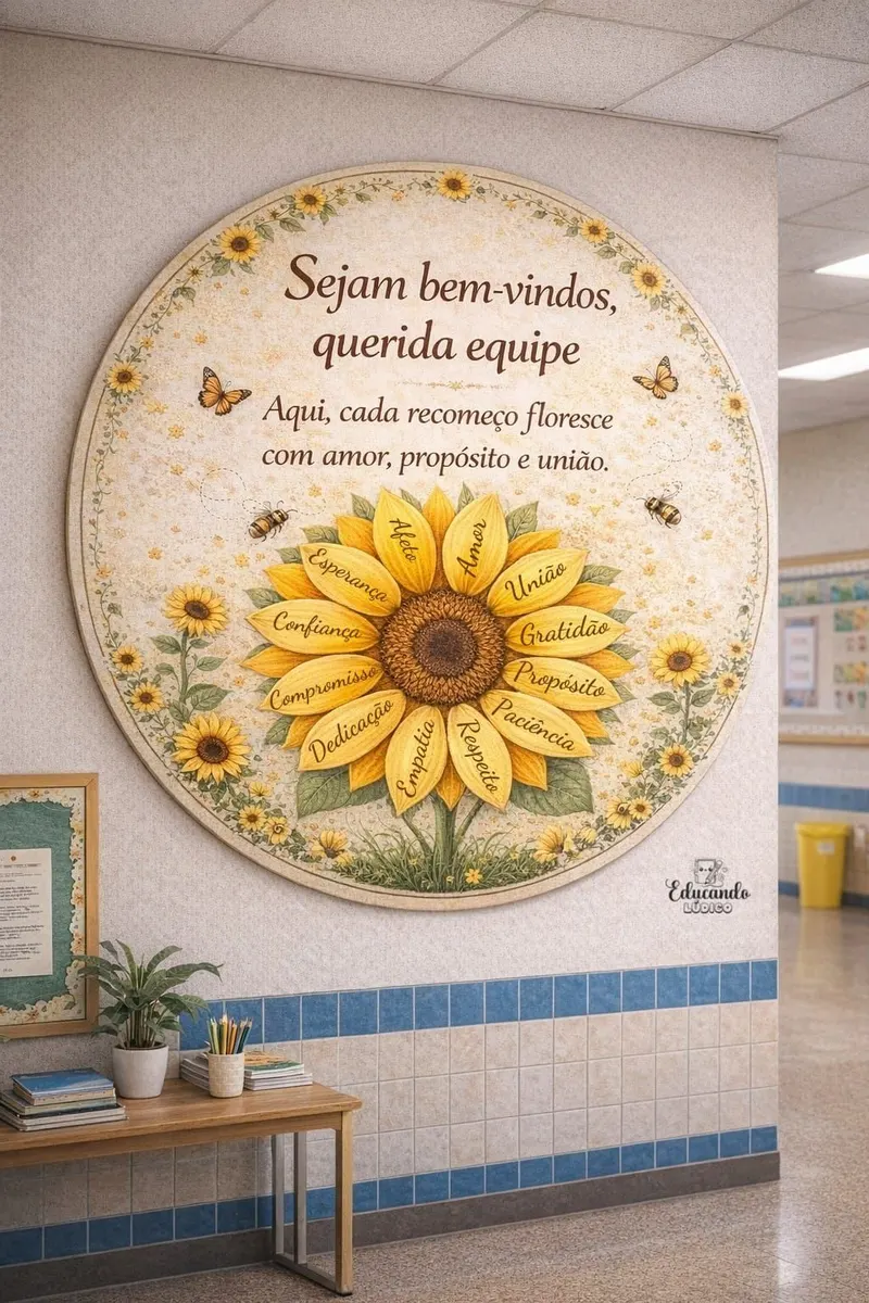 PAINEL REDONDO – BOAS-VINDAS À EQUIPE 🌻