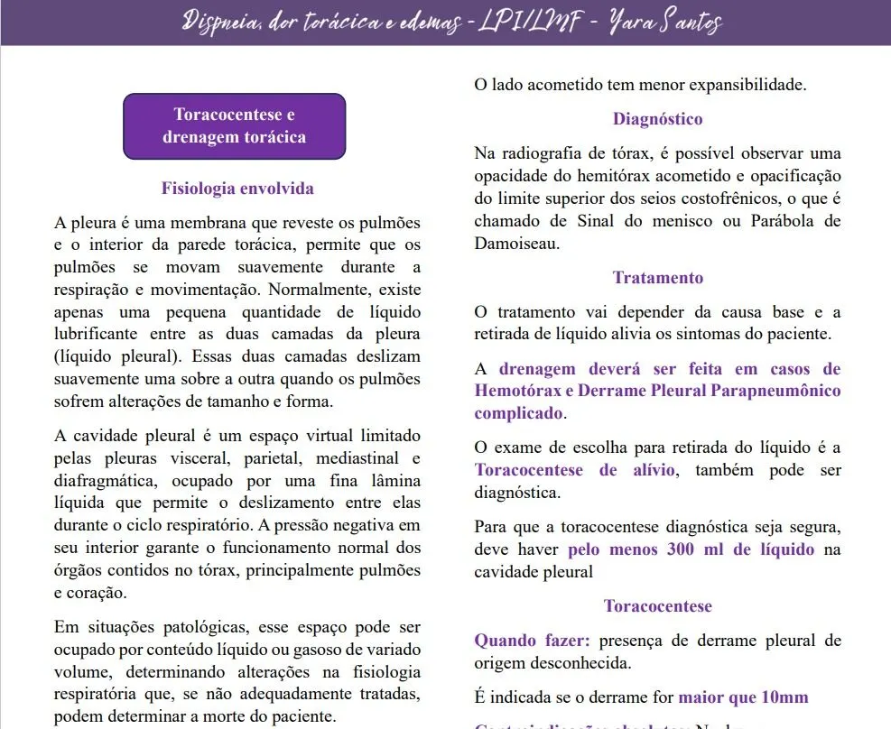 Medresumos - Drenagem torácica e toracocentese