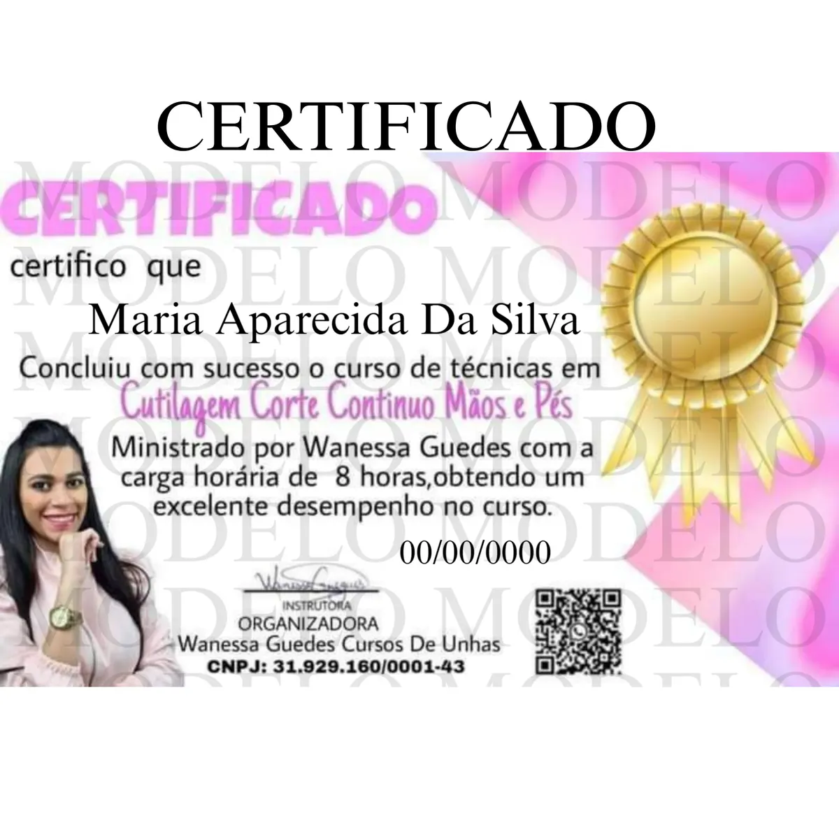 Certificado 3 opção Cutilagem  corte continuou mãos e pés