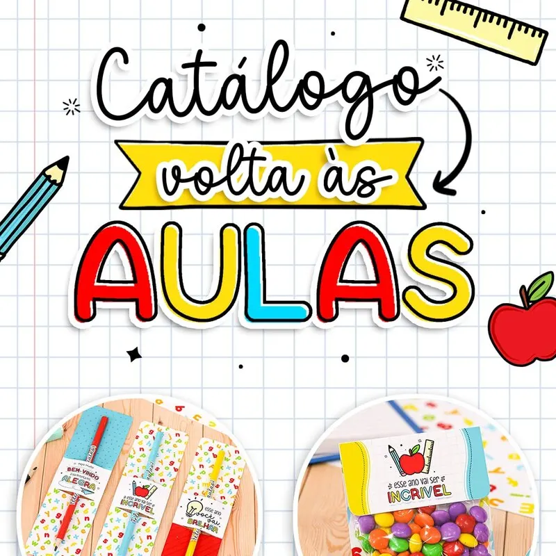 Catálogo Escolar + Etiquetas e Posts Formato: Digital - PDF, JPG