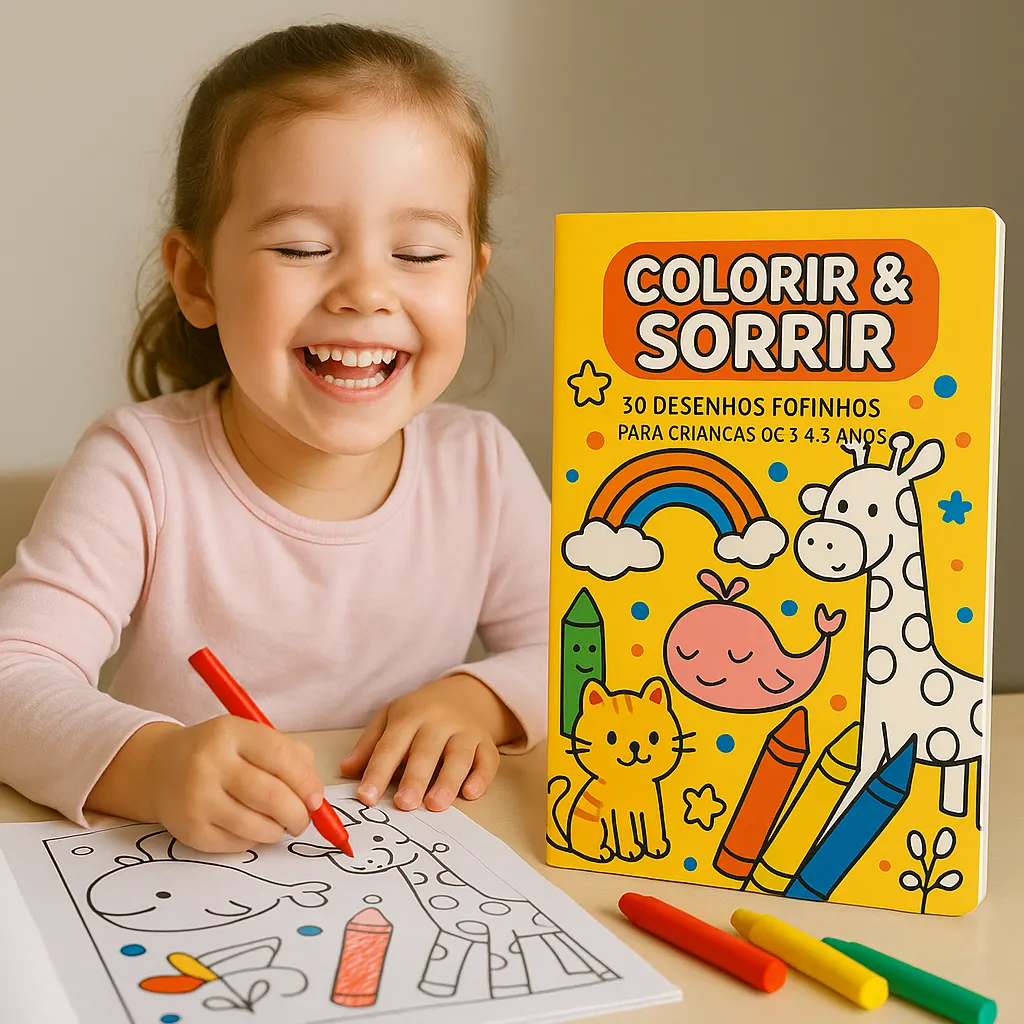 Colorir & Sorrir: 30 Desenhos Fofinhos para Crianças de 3 a 5 Anos