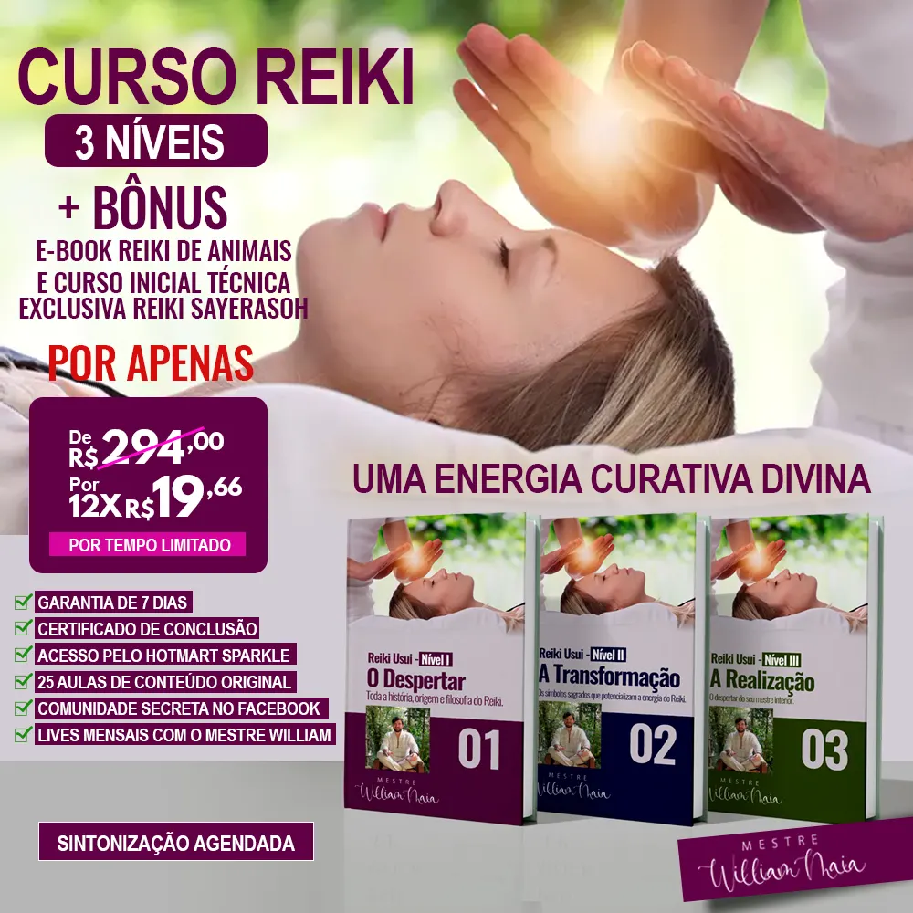 Curso Reiki Usui 1, 2, 3 e BÔNUS Curso Inicial Técnica  Exclusiva Reiki Sayerasoh