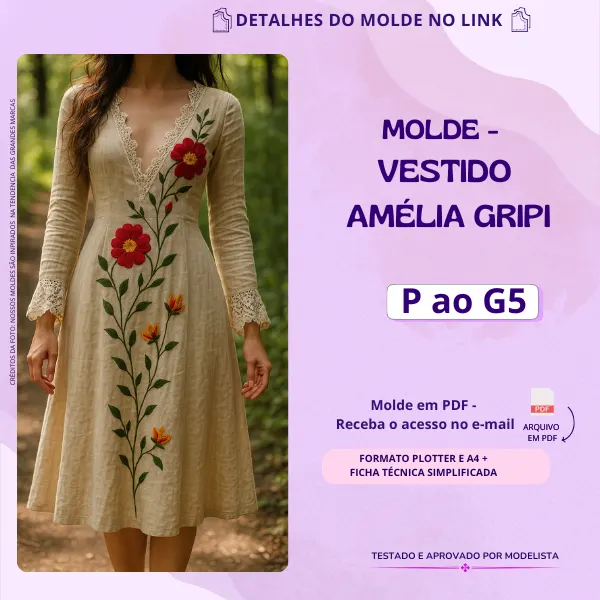 Molde Vestido Amélia Gripi