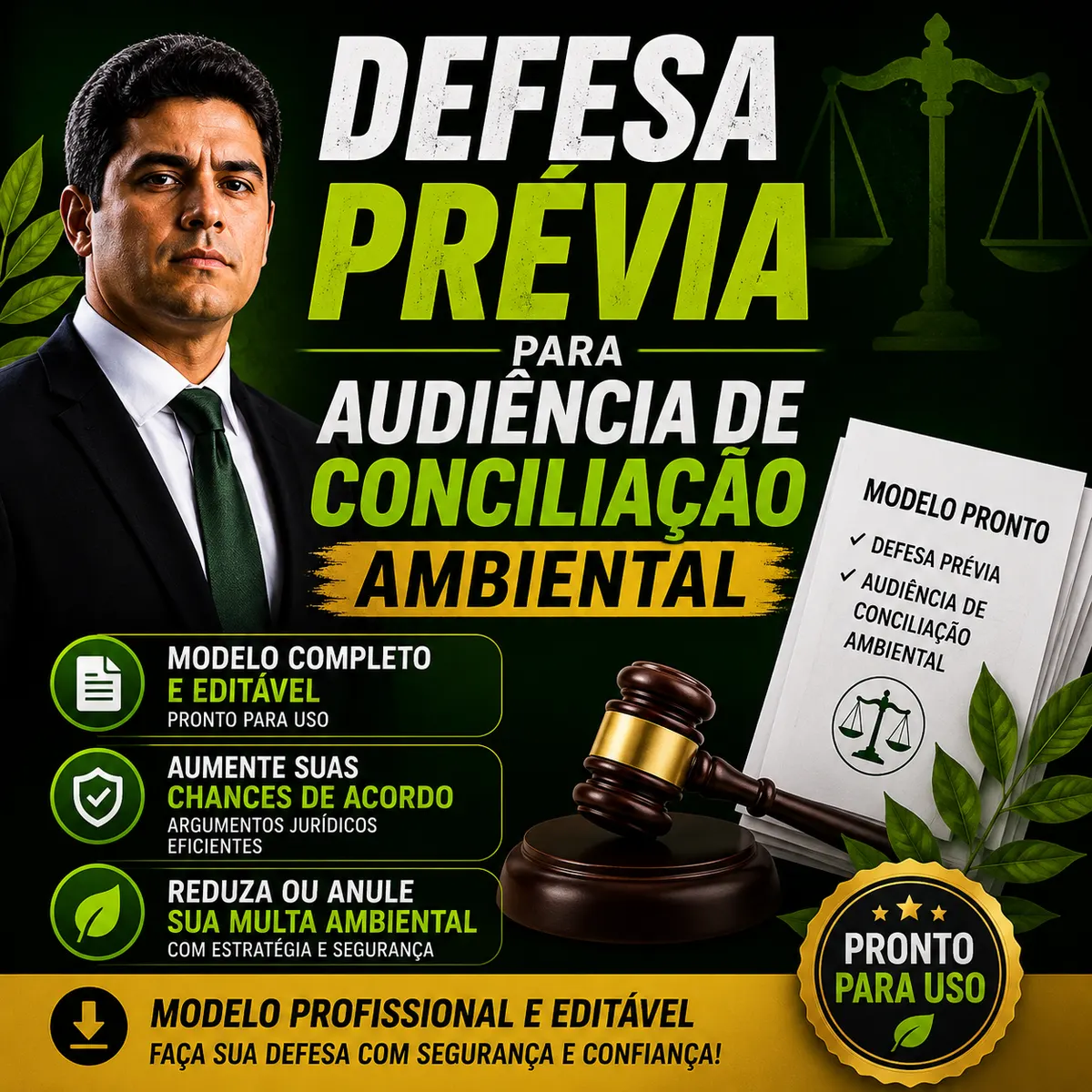 Modelo profissional de Defesa Prévia para Audiência de Conciliação Ambiental
