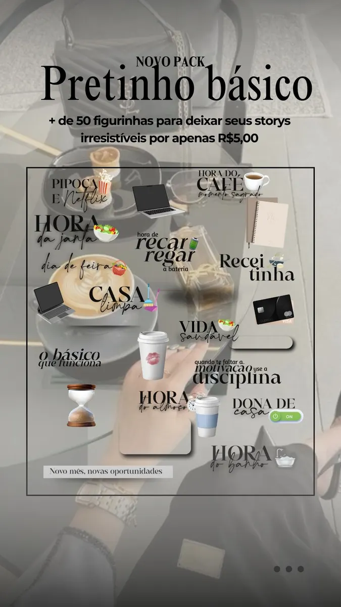 Pack de adesivos para Storys | Pack Pretinho Básico 🖤✨