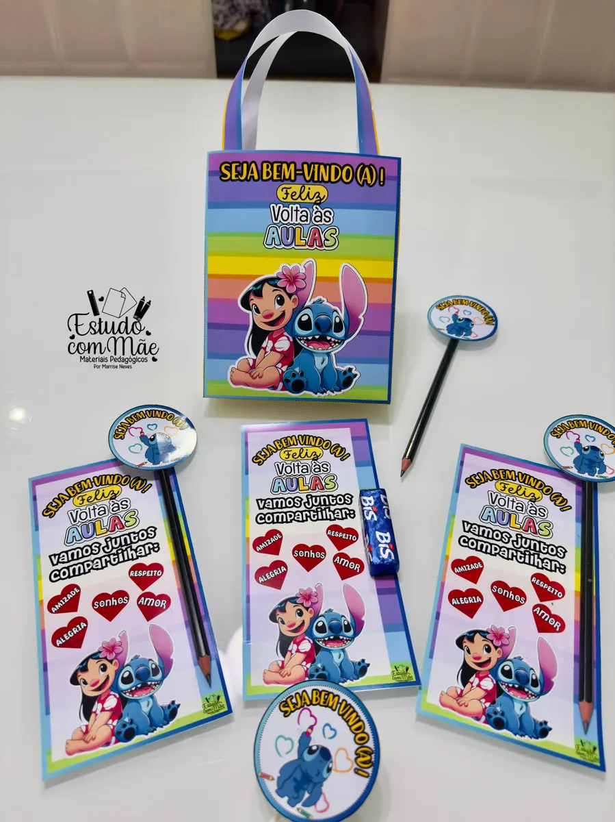 Lembrancinhas volta às aulas stitch