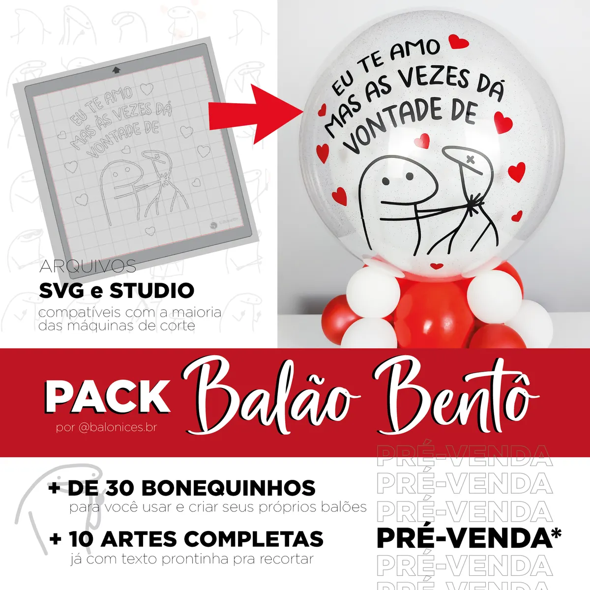 Pack Balão Bentô Meme Flork | SVG e STUDIO | Arte digital para balões