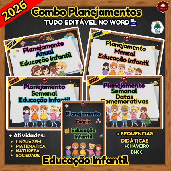 COMBO DE PLANEJAMENTO DE AULA PARA EDUCAÇÃO INFANTIL – COMPLETO E EDITÁVEL! - 2026