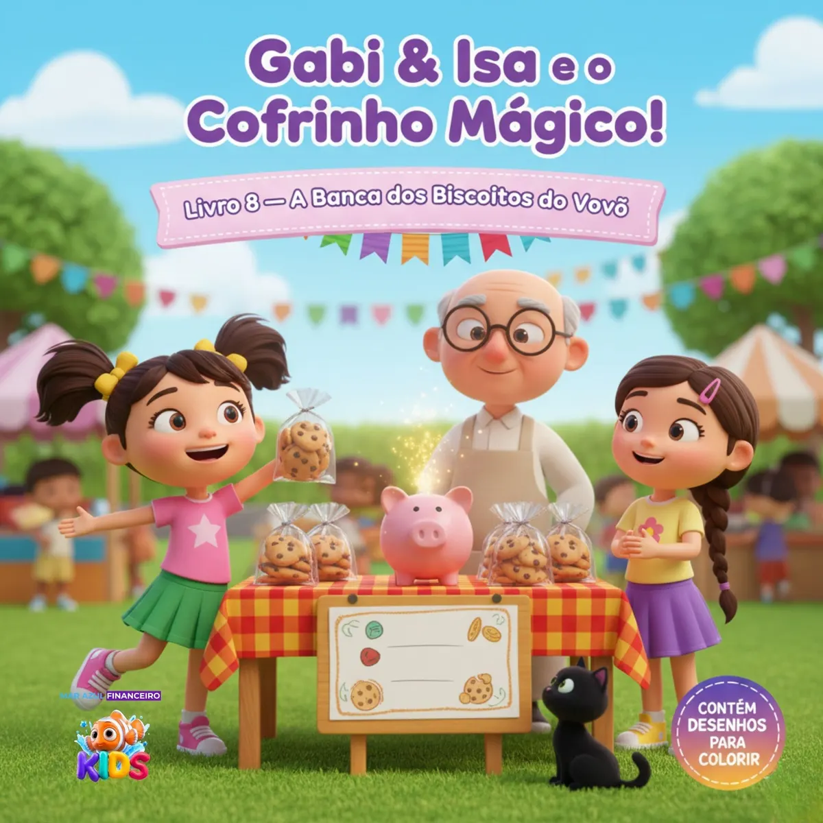 Gabi & Isa e o Cofrinho Mágico – Livro 8: A Banca de Biscoitos do Vovô | Educação Financeira Infantil